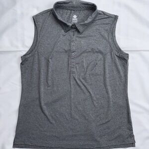 Mofiz Women Grey 1/4 Button Sleeveless Top‎ L